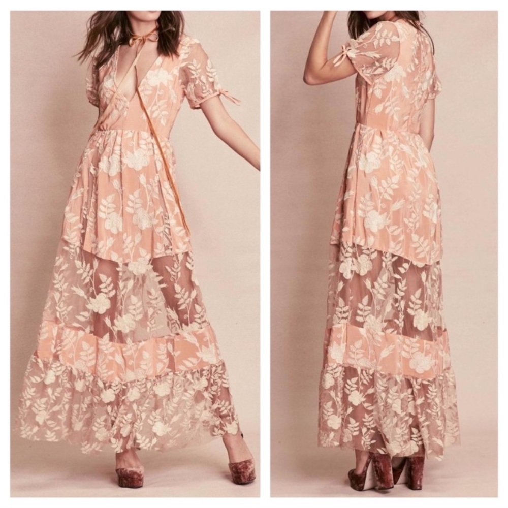 For Love and Lemons peach Mia Maxi dress
